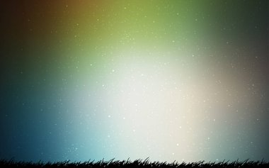 Açık mavi, gece gökyüzü yıldızlar ile yeşil vektör deseni.