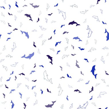 Lacivert, Deniz yunusları ile yeşil vektör dikişsiz desen.