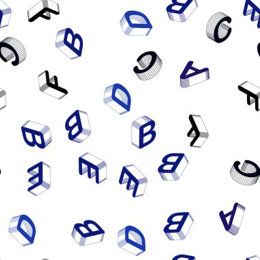 3d İngilizce sembolleri ile Açık Mavi vektör dikişsiz zemin.