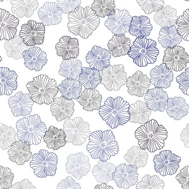 Çiçeklerle lacivert vektör dikişsiz doodle deseni.