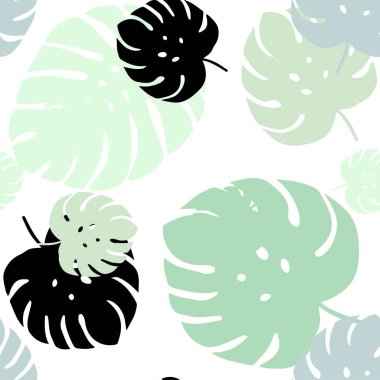 Yapraklarla Açık Yeşil vektör dikişsiz doodle arka plan.