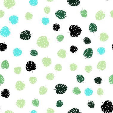 Açık Mavi, Yeşil vektör yaprakları ile dikişsiz doğal sanat.