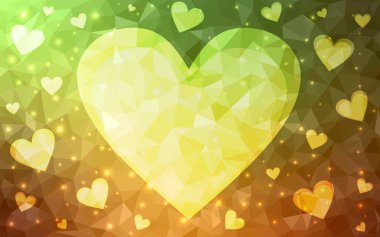 Açık Yeşil, güzel kalpler ile Sarı vektör doku.