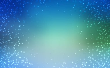 Açık mavi, astronomik yıldızlar ile yeşil vektör arka plan.