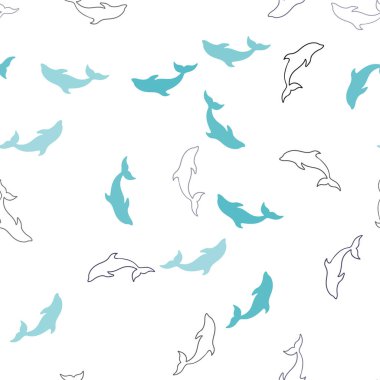 Açık Pembe, Mavi vektör yunuslar ile sorunsuz şablon.