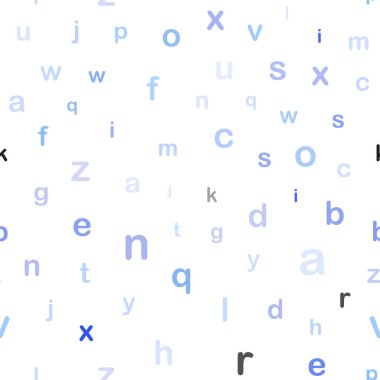 Alfabe işaretleri ile Açık Mavi vektör dikişsiz arka plan.