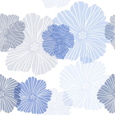 Çiçeklerle lacivert vektör dikişsiz doodle deseni.