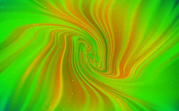 Hellgrüner, gelber Vektorhintergrund mit Galaxiensternen. — Stockvektor