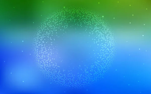 Azul claro, layout vetorial verde com estrelas cósmicas . — Vetor de Stock