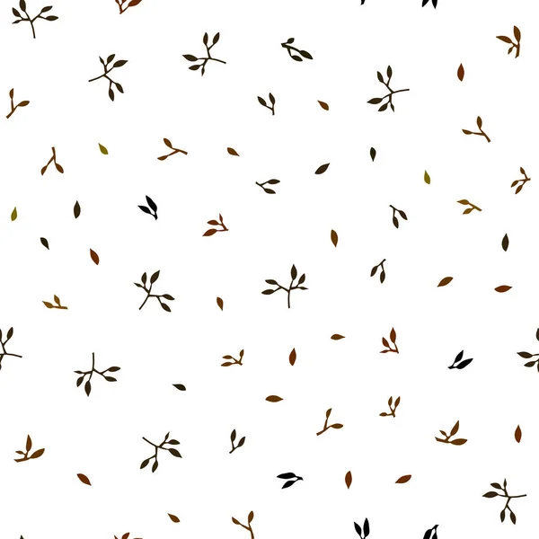Vert foncé, Vecteur jaune sans couture fond doodle avec des feuilles . — Image vectorielle