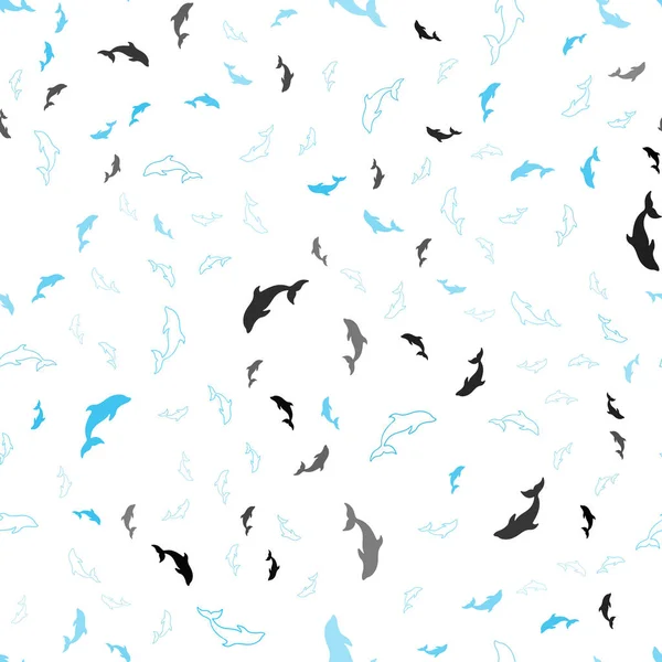 Απαλό γαλάζιο διάνυσμα με τα δελφίνια του ωκεανού. — Διανυσματικό Αρχείο