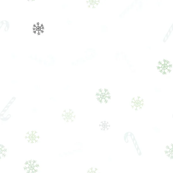 Hellgrüner Vektor nahtloser Hintergrund mit leckeren Weihnachtssüßigkeiten. — Stockvektor