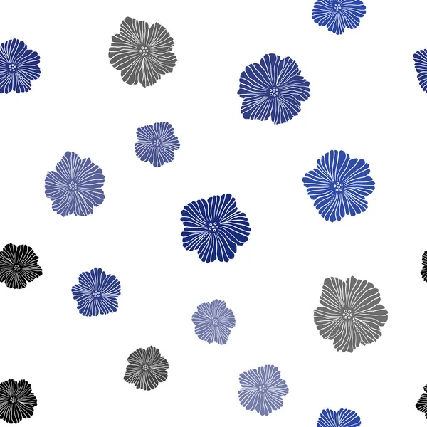 Dark BLUE vector seamless elegant wallpaper with flowers. — Stock Vector