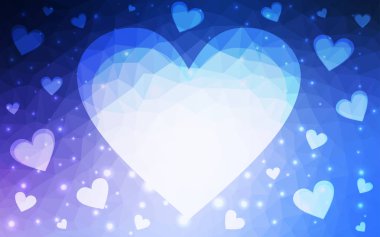 Doodle kalpli Açık Pembe, Mavi vektör şablonu.