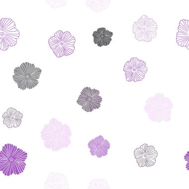 Çiçeklerle Koyu Mor vektör dikişsiz zarif desen.