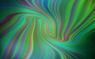 Açık mavi, galaksi yıldızları ile yeşil vektör arka plan.