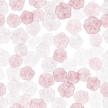 Çiçeklerle Açık Kırmızı vektör dikişsiz soyut desen.
