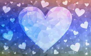 Açık Mavi, güzel kalpler ile Kırmızı vektör doku.