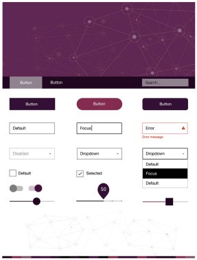 Kristaller, daireler ile Koyu Mor vektör tel kafes kiti.
