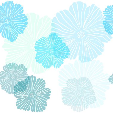 Açık Mavi, Yeşil vektör çiçeklerle sorunsuz doğal arka plan.