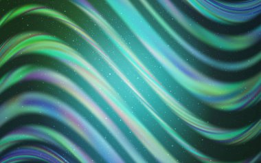 Açık mavi, galaksi yıldızları ile yeşil vektör arka plan.