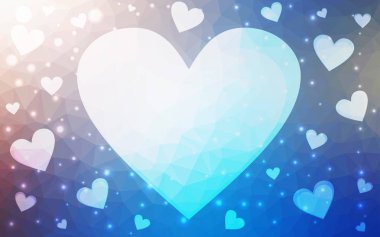 Açık Mavi, tatlı kalpli sarı vektör arka planı.