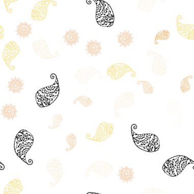 Yaprak ve çiçekler ile Açık Turuncu vektör dikişsiz zarif arka plan.