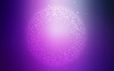 Açık mor, pembe vektör uzay yıldızları ile şablon.