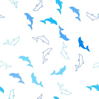 Yunuslar ile Açık Mavi vektör sorunsuz arka plan.