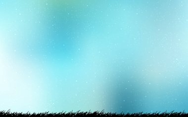 Açık mavi, astronomik yıldızlar ile yeşil vektör arka plan.