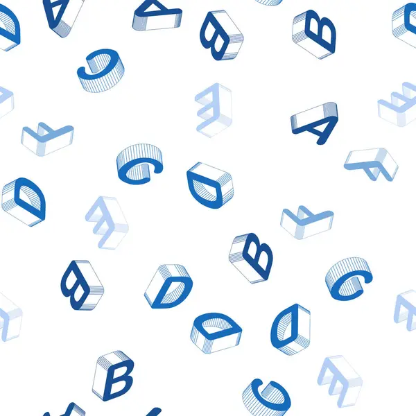 Modèle sans couture vectoriel bleu clair avec des lettres isolées 3D . — Image vectorielle