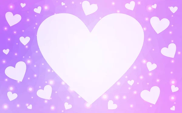 Luz Plantilla vectorial púrpura con corazones de garabato . — Archivo Imágenes Vectoriales