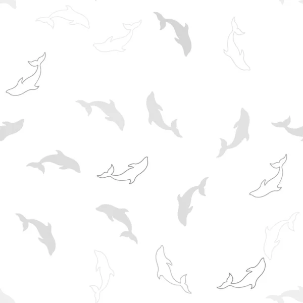 Modello senza cuciture vettoriale grigio chiaro con delfini marini . — Vettoriale Stock