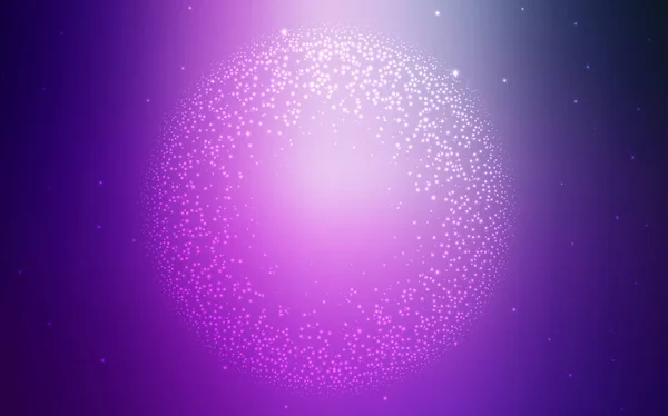 Luz púrpura, plantilla vectorial rosa con estrellas espaciales . — Vector de stock