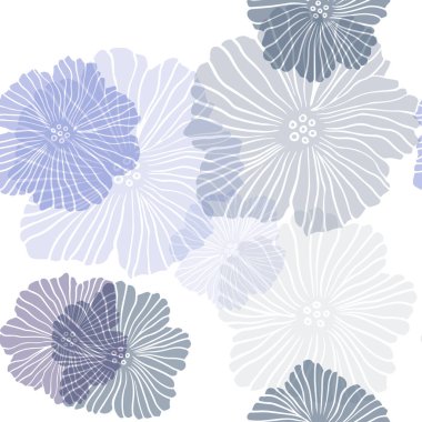 Koyu Mavi, Yeşil vektör çiçeklerle zarif şablon.