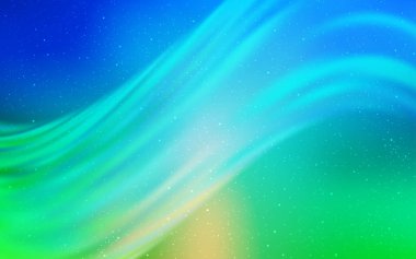 Açık mavi, galaksi yıldızları ile yeşil vektör arka plan.