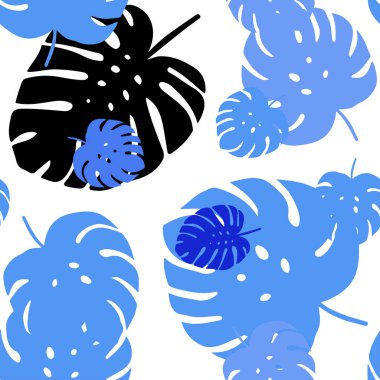 Açık Mavi vektör yapraklar ile kesintisiz soyut zemin.