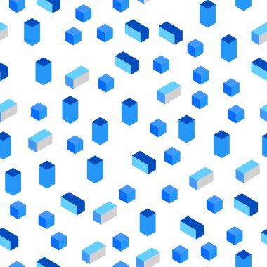 Açık Mavi vektör dikişsiz, kare stilde izometrik desen.