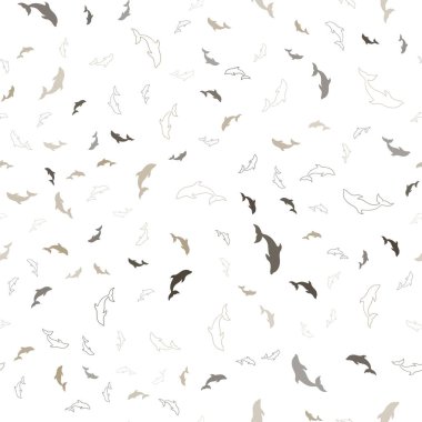 Okyanus yunusları ile Açık Gri vektör dikişsiz zemin.