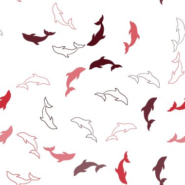 Koyu kırmızı vektör Dikişsiz yunuslarla şablon.