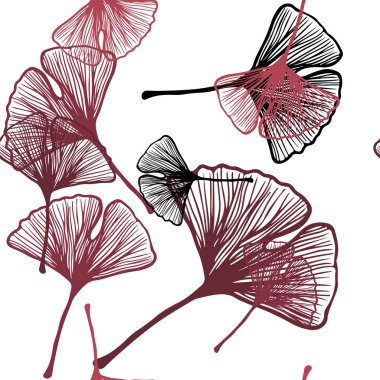 Koyu Pembe, Kırmızı vektör dikişsiz doğal sanat yaprakları ile.