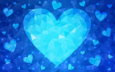 Renkli kalpli Açık Mavi vektör deseni.