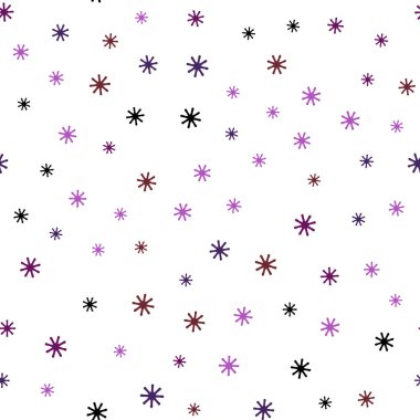 Renkli kar taneleri ile Açık Pembe vektör dikişsiz doku.