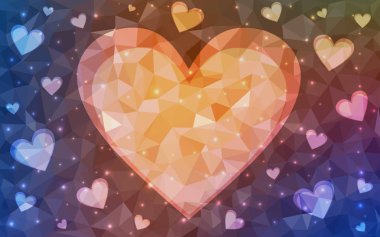 Açık Mavi, renkli kalpli kırmızı vektör deseni.