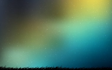 Açık mavi, galaksi yıldızları ile yeşil vektör arka plan.