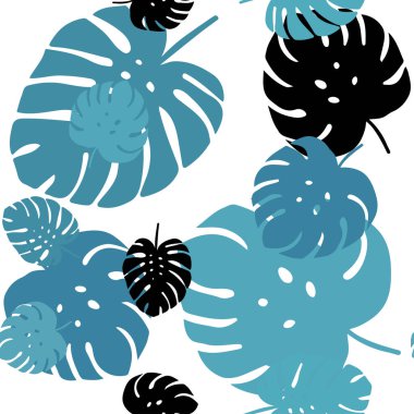 Yaprakları ile Açık Mavi vektör sorunsuz soyut tasarım.