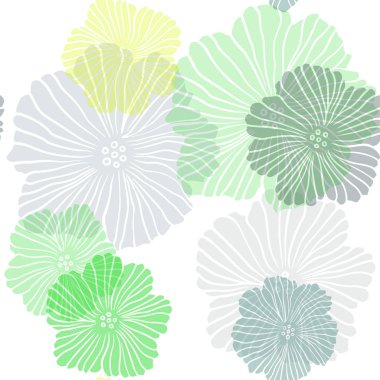 Koyu Yeşil, Sarı vektör çiçekleri ile sorunsuz doğal arka plan.