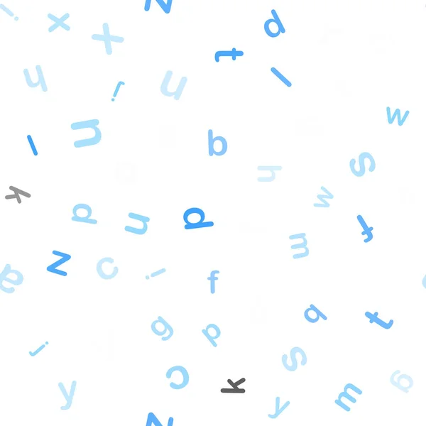 Fond sans couture vecteur bleu clair avec des signes d'alphabet . — Image vectorielle