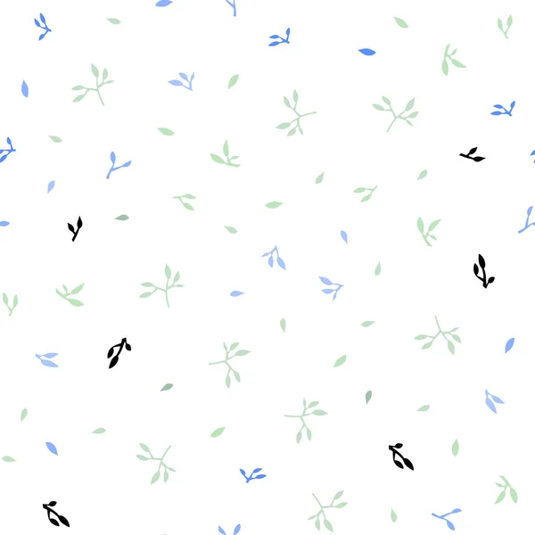 Açık Mavi, Yeşil vektör yapraklar ile kesintisiz doodle düzeni. — Stok Vektör
