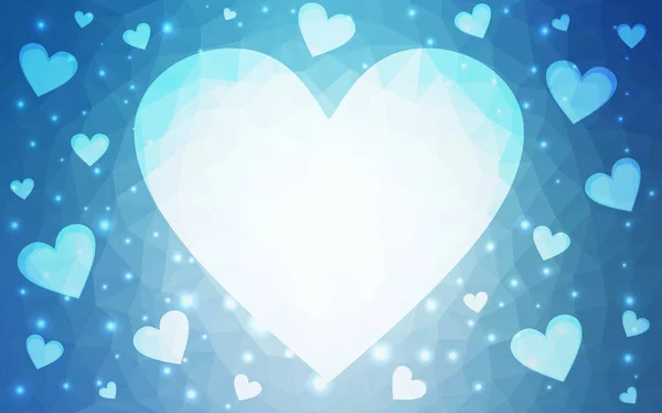 Fond vectoriel bleu clair avec des cœurs . — Image vectorielle